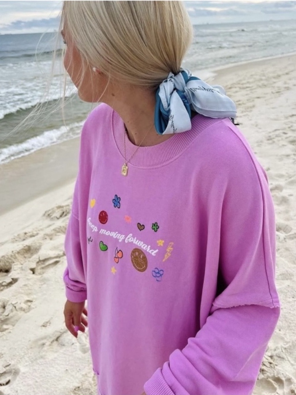 Aerie Pink Keep Moving Forward Oversized Sweatshirt Size XL